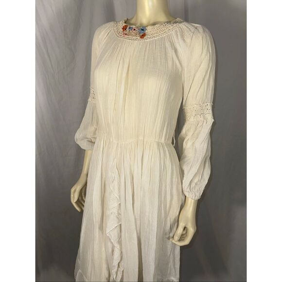 Vintage Danuta Kraft San Francisco White Boho Prairie Maxi Dress – Crochet Flora - Picture 10 of 14